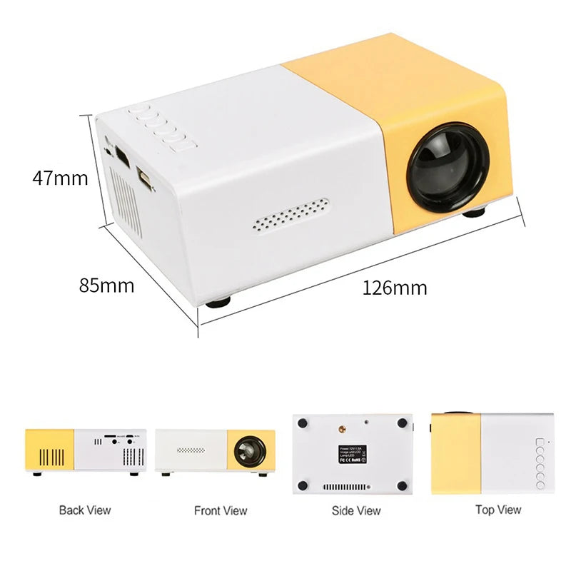 YG300 Portable Mini Movie Projector Suitable for Outdoor Camping/ Drive-In/ Home Theater Projectors with 30000 Hours Long Life